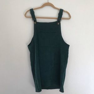 Romwe Green Corduroy Overall Dress